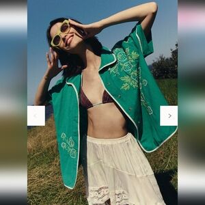 We The Free The Strawberry Shirt With Embroidery GREEN